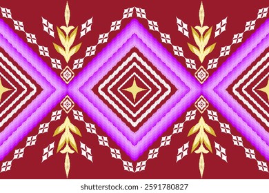 Geometric ethnic Figure aztec embroidery style.Ikat oriental traditional art pattern.Design for ethnic background,wallpaper,fashion,clothing,wrapping,fabric,element,sarong,graphic,vector illustration.
