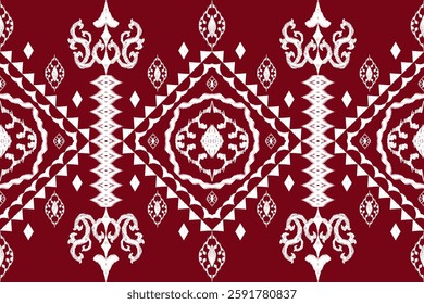 Geometric ethnic Figure aztec embroidery style.Ikat oriental traditional art pattern.Design for ethnic background,wallpaper,fashion,clothing,wrapping,fabric,element,sarong,graphic,vector illustration.