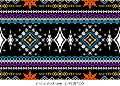 Geometric ethnic Figure aztec embroidery style.Ikat oriental traditional art pattern.Design for ethnic background,wallpaper,fashion,clothing,wrapping,fabric,element,sarong,graphic,vector illustration.