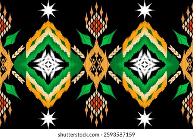 Geometric ethnic Figure aztec embroidery style.Ikat oriental traditional art pattern.Design for ethnic background,wallpaper,fashion,clothing,wrapping,fabric,element,sarong,graphic,vector illustration.