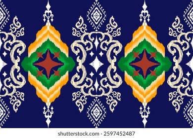 Geometric ethnic Figure aztec embroidery style.Ikat oriental traditional art pattern.Design for ethnic background,wallpaper,fashion,clothing,wrapping,fabric,element,sarong,graphic,vector illustration.