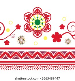 geométrico patrón floral étnico rojo. Tela tribal nativa americana, Vector de ilustración de diseño para tejido textil, azulejo, alfombra, tarjetas de Navidad, Navidad, libros de imágenes, boho indio ornamento mar