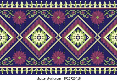 Geometric ethnic floral pattern seamless design for background or wallpaper.
