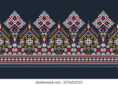 Geometric ethnic floral pattern,geometric pattern,geometric floral embroidery,Aztec style,abstract background,vector illustration,floral cross stitch pattern.design for texture,fabric,clothing,print.