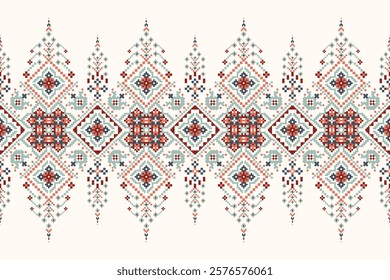 Geometric ethnic floral pattern,geometric pattern,geometric floral embroidery,Aztec style,abstract background,vector illustration,floral cross stitch pattern.design for texture,fabric,clothing,print.