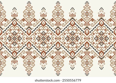 Geometrisches ethnisches Blumenmuster, geometrisches orientalisches Muster auf weißem Hintergrund, Vektorgrafik, geometrische Blumenstickerei, Aztekischer Stil, abstrakter Hintergrund.Design für Textur, Stoff, Kleidung.