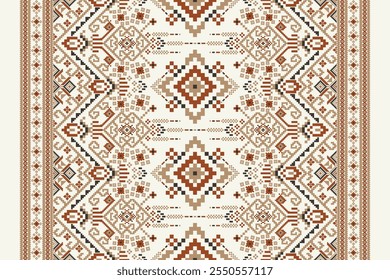 Geometric ethnic floral pattern,geometric oriental pattern on white background,vector illustration,geometric flowers embroidery,Aztec style,abstract background.design for texture,fabric,clothing,scarf