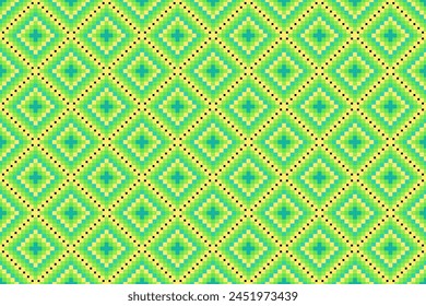 Geometric ethnic floral pixel art embroidery, Aztec style, abstract background design for fabric, clothing, textile, wrapping, decoration, scarf, print, wallpaper, table runner.
