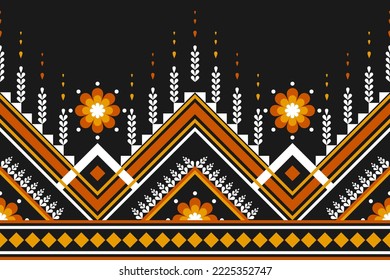 Geometric ethnic flower seamless pattern traditional. Fabric American and mexican style. Design for background, wallpaper, vector illustration, fabric, clothing, carpet, textile, batik, embroidery.
