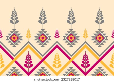 Geometrisches, ethnisches Blumenmuster, nahtlos traditionell. Amerikanischer mexikanischer Stil. Azteken-Ornament-Druck. Design für Hintergrund, Illustration, Stoff, Kleidung, Teppich, Textil, Batik, Stickerei.