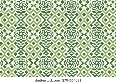 Modelo inconsútil geométrico de la flor étnica con el fondo Abstractas del tono verde