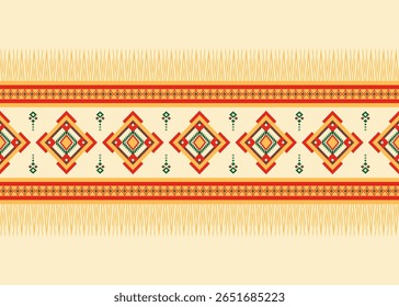 Geometric ethnic horizontal seamless pattern.Traditional design Native American tribal fabric, tile, carpet, vector, 
illustration design,Scarf,wallpaper, clothing, batik, wrapping paper, art print