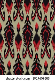 Geometric ethnic ikat oriental pattern traditional Design for background,carpet,wallpaper,clothing,wrapping,Batik,fabric,Vector illustration embroidery style.