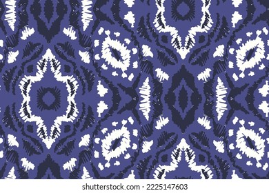 Geometric ethnic Ikat ornament pattern. Embroidery with retro style.