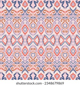 Geometric ethnic Ikat ornament pattern. Embroidery with retro style.