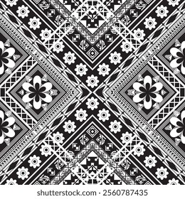 Geometric ethnic Ikat pattern floral seamless pattern ethnic pattern oriental pattern ikat floral. Design for cloth, fabric, carpet, batik, wrapping, wallpaper, embroidery.