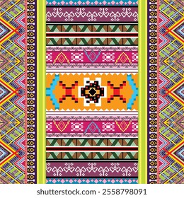 Geometric ethnic Ikat pattern Ethnic pattern Seamless pattern Design for Carpet, Batik, Clothing, Wrapping, Embroidery, Border, Fabric, etc.