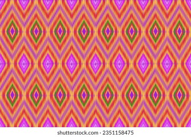 Geometric ethnic ikat pattern traditional. Design for background,  fabric, clothing, wallpaper, batik, carpet, wrapping and all kinds of home decorations. Vector illustration.embroidery style.