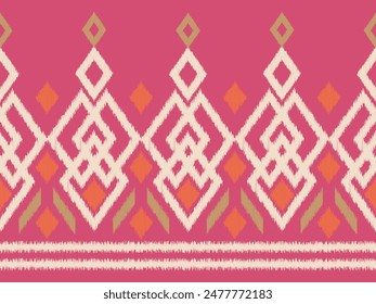 Geometric ethnic ikat pattern traditional Design for background, carpet, wallpaper, clothing, wrapping, Batik, fabric, sarong, Vector illustration embroidery style.