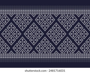 Geometric ethnic ikat pattern traditional Design for background, carpet, wallpaper, clothing, wrapping, Batik, fabric, sarong, Vector illustration embroidery style.