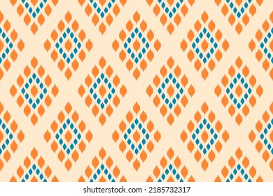 Geometric ethnic ikat seamless pattern traditional. Fabric Indian style. Design for background, wallpaper, illustration, fabric, clothing, carpet, textile, batik, embroidery.