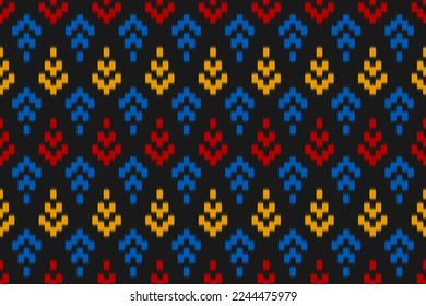 Geometric ethnic ikat seamless pattern traditional. Fabric American, mexican style. Design for background, wallpaper, illustration, fabric, clothing, carpet, textile, batik, embroidery.