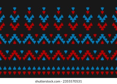 Patrón geométrico étnico ikat sin fisuras tradicional. Tejido americano, estilo mexicano. Diseño para fondo, papel pintado, ilustración, tela, ropa, alfombra, textil, batik, bordado.