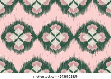 Geometric ethnic ikat seamless pattern traditional design for background, carpet, wallpaper, clothing, wrapping, fabric, vector illustration, embroidery style