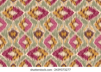 Geometric ethnic ikat seamless pattern traditional design for background, carpet, wallpaper, clothing, wrapping, fabric, vector illustration, embroidery style