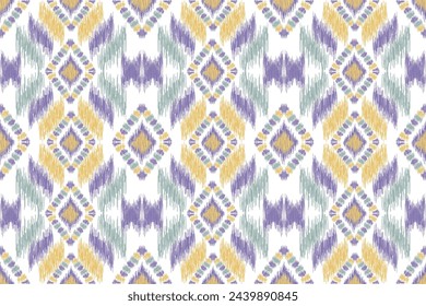 Geometric ethnic ikat seamless pattern traditional design for background, carpet, wallpaper, clothing, wrapping, fabric, vector illustration, embroidery style