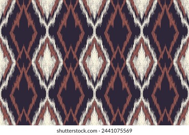 Geometric ethnic ikat seamless pattern traditional design for background, carpet, wallpaper, clothing, wrapping, fabric, vector illustration, embroidery style