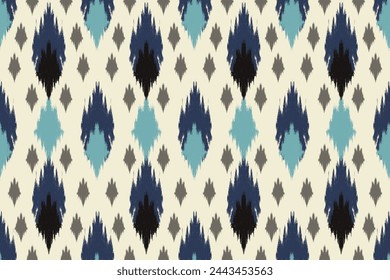 Geometric ethnic ikat seamless pattern traditional design for background, carpet, wallpaper, clothing, wrapping, fabric, vector illustration, embroidery style