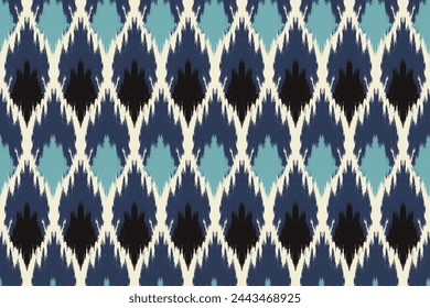 Geometric ethnic ikat seamless pattern traditional design for background, carpet, wallpaper, clothing, wrapping, fabric, vector illustration, embroidery style