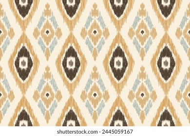Geometric ethnic ikat seamless pattern traditional design for background, carpet, wallpaper, clothing, wrapping, fabric, vector illustration, embroidery style