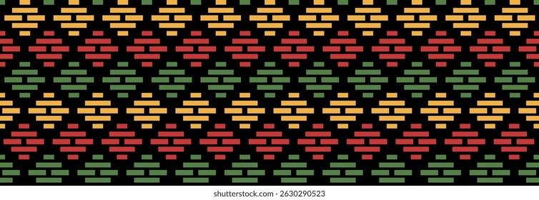 Ilustración vectorial de patrón sin costuras de jacquard étnico geométrico. Ornamento repetido del rombo colorido estético africano para el fondo, materia textil, tela, Anuncio. 