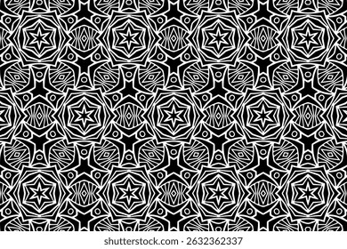 Geometric ethnic lace black white pattern. Template, stencil suitable for laser cutting of metal, wood carving, coloring, stained glass. Ornaments of the East, Asia, India, Mexico, Aztec, Peru.