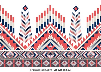 Geometric Ethnic Motive, pattern, Native American tribal fabric, tile, carpet, vector,
illustration design, on navy blue background
