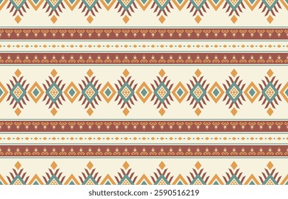 Geometric and ethnic Native American tribal patterns, featuring Aztec and Navajo motifs, create a seamless decorative texture. Design for background ,curtain, carpet, clothing, wrapping, Batik.