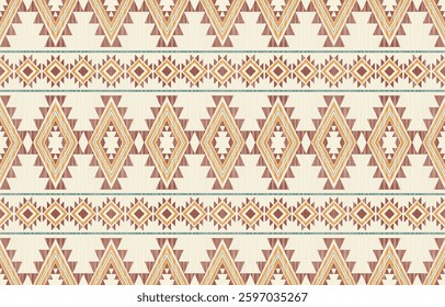 Geometric ethnic Native American tribal patterns, featuring Aztec and Navajo motifs, create a seamless decorative texture. Design for background ,curtain, carpet, clothing, wrapping, Batik.