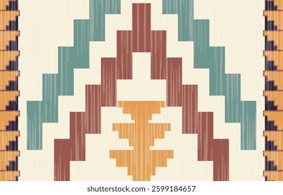 Geometric ethnic Native American tribal patterns, featuring Aztec and Navajo motifs, create a seamless decorative texture. Design for background ,curtain, carpet, clothing, wrapping, Batik.