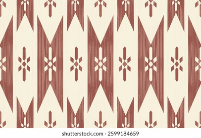 Geometric ethnic Native American tribal patterns, featuring Aztec and Navajo motifs, create a seamless decorative texture. Design for background ,curtain, carpet, clothing, wrapping, Batik.