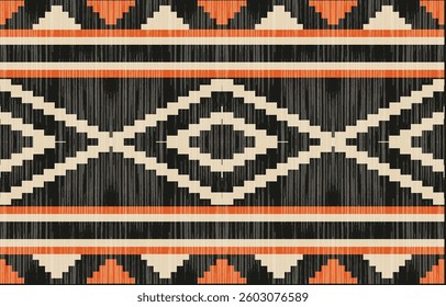 Geometric ethnic Native American tribal patterns, featuring Aztec and Navajo motifs, create a seamless decorative texture. Design for background ,curtain, carpet, clothing, wrapping, Batik.