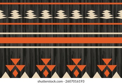 Geometric ethnic Native American tribal patterns, featuring Aztec and Navajo motifs, create a seamless decorative texture. Design for background ,curtain, carpet, clothing, wrapping, Batik.