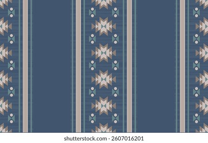 Geometric ethnic Native American tribal patterns, featuring Aztec and Navajo motifs, create a seamless decorative texture. Design for background ,curtain, carpet, clothing, wrapping, Batik.