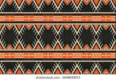 Geometric ethnic Native American tribal patterns, featuring Aztec and Navajo motifs, create a seamless decorative texture. Design for background ,curtain, carpet, clothing, wrapping, Batik.