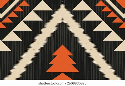 Geometric ethnic Native American tribal patterns, featuring Aztec and Navajo motifs, create a seamless decorative texture. Design for background ,curtain, carpet, clothing, wrapping, Batik.