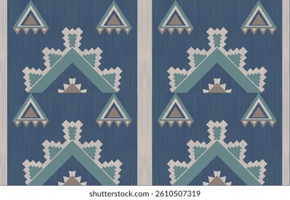 Geometric ethnic Native American tribal patterns, featuring Aztec and Navajo motifs, create a seamless decorative texture. Design for background ,curtain, carpet, clothing, wrapping, Batik.