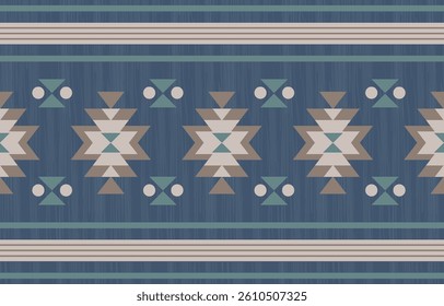 Geometric ethnic Native American tribal patterns, featuring Aztec and Navajo motifs, create a seamless decorative texture. Design for background ,curtain, carpet, clothing, wrapping, Batik.