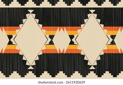 Geometric ethnic Native American tribal patterns, featuring Aztec and Navajo motifs, create a seamless decorative texture. Design for background ,curtain, carpet, clothing, wrapping, Batik.