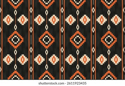 Geometric ethnic Native American tribal patterns, featuring Aztec and Navajo motifs, create a seamless decorative texture. Design for background ,curtain, carpet, clothing, wrapping, Batik.